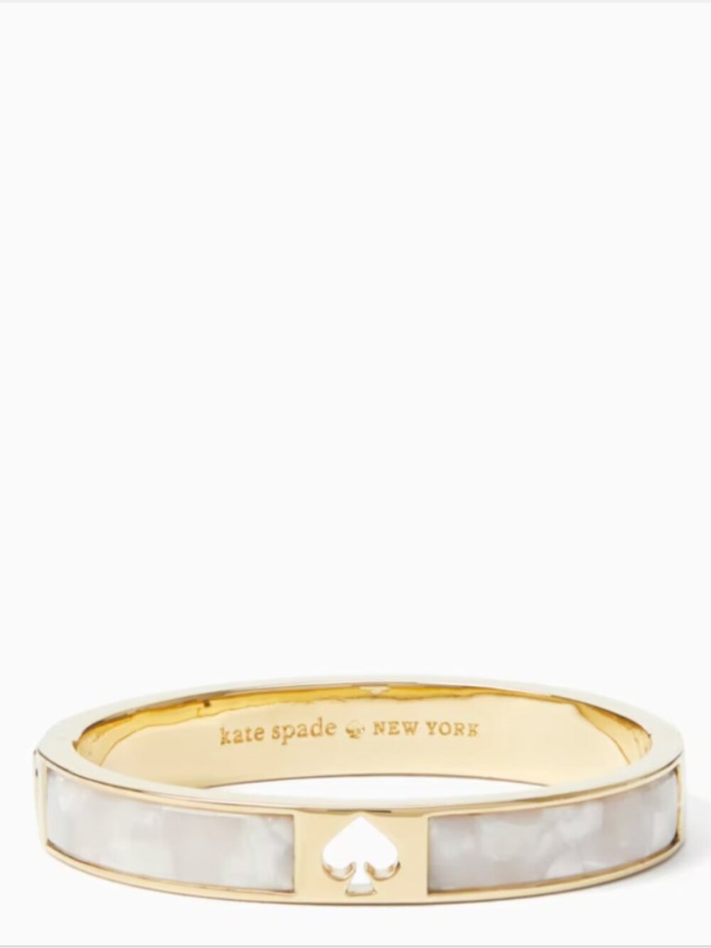 ♠️New Kate Spade Women's Hole Punch Spade Hinge Bangle Cream/Gold